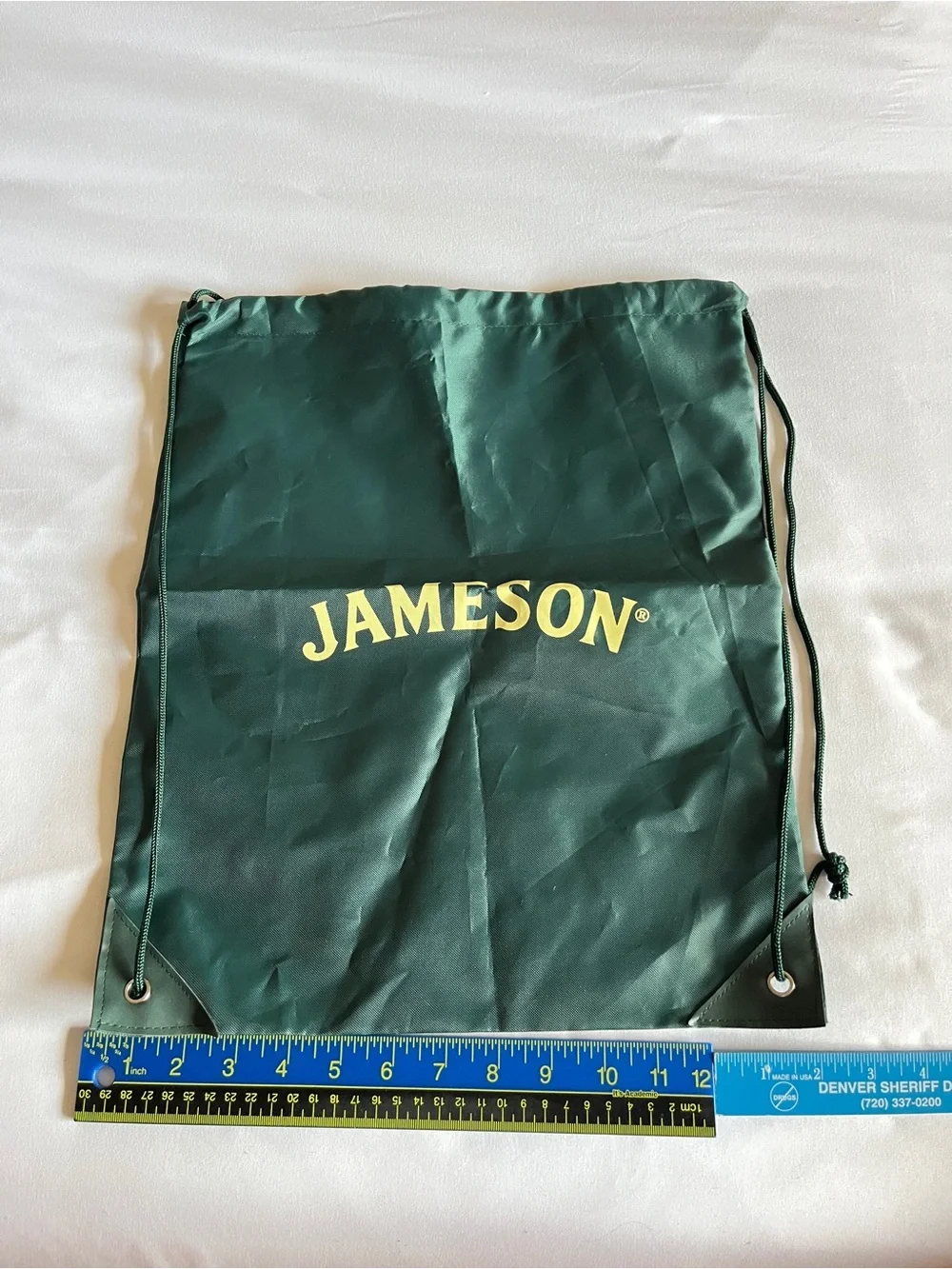Jameson Dark Green Drawstring Bag Cinch Sack Gym Pouch 14